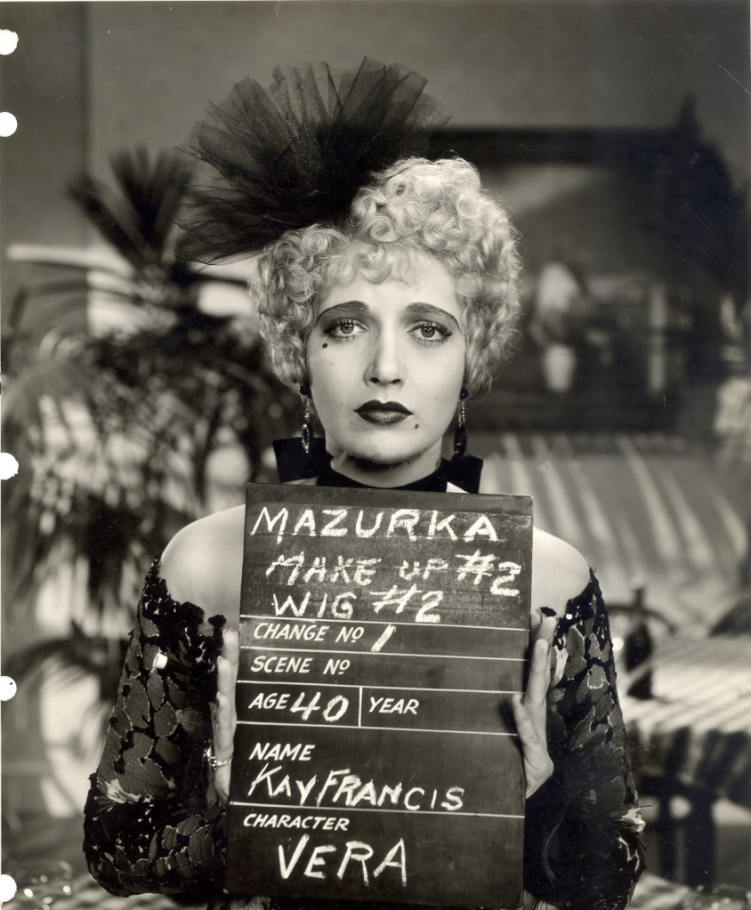 Costume test with Kay Francis for Confession.