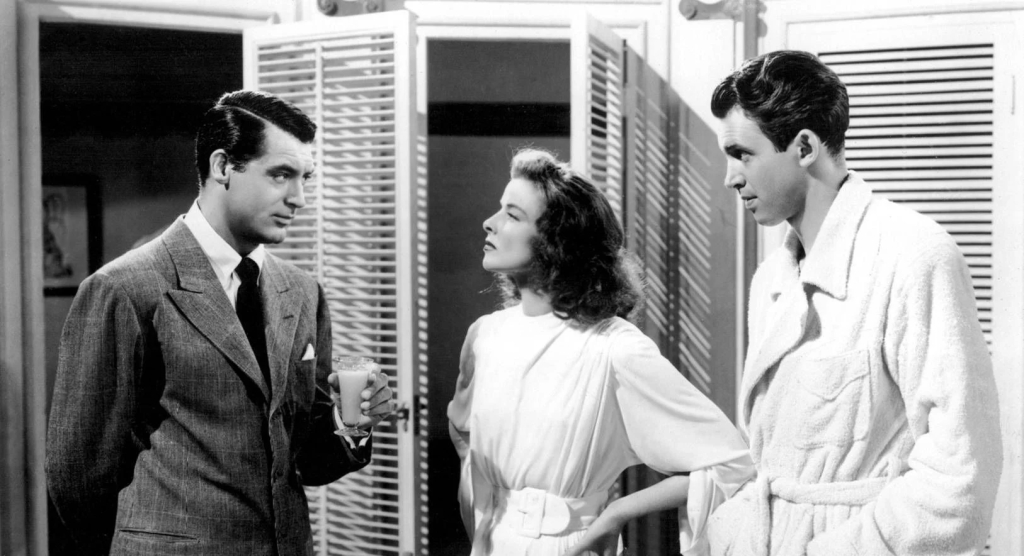 Cary Grant, Katharine Hepburn, Jimmy Stewart in The Philadelphia Story.
